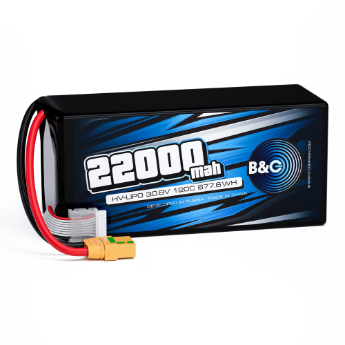 Аккумулятор Li-Po B&C 22000 MAH 30.8V (8s HV) 120C, XT90S, Soft case