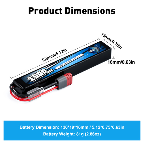 Аккумулятор для страйкбола Li-po B&C 1500 MAH 7.4V (2s) 30C, T-plug, Soft case фото 2