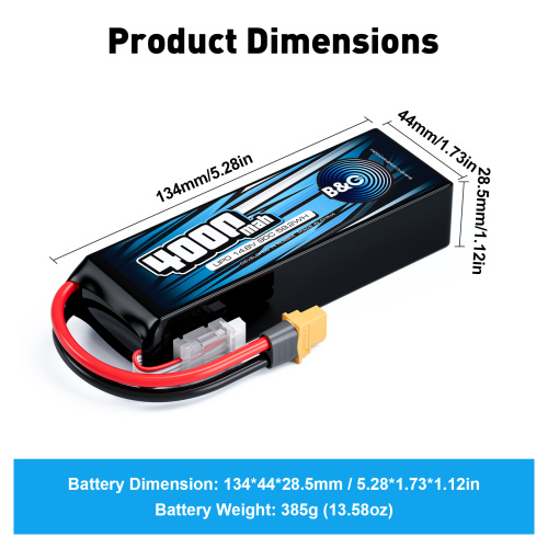 Аккумулятор Li-Po B&C 4000 MAH 14.8v (4s) 90C, XT60, Soft case фото 2