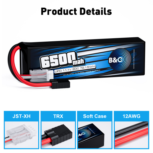 Аккумулятор Li-po B&C 6500 MAH 11.1V (3s) 90C, TRX, Soft case фото 3