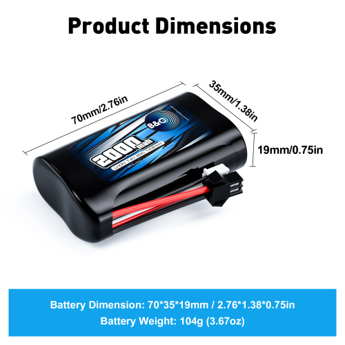Аккумулятор Li-ion B&C 2000mah Li-ion 7,4 (2s), 20С, SM-2P, Soft case фото 2