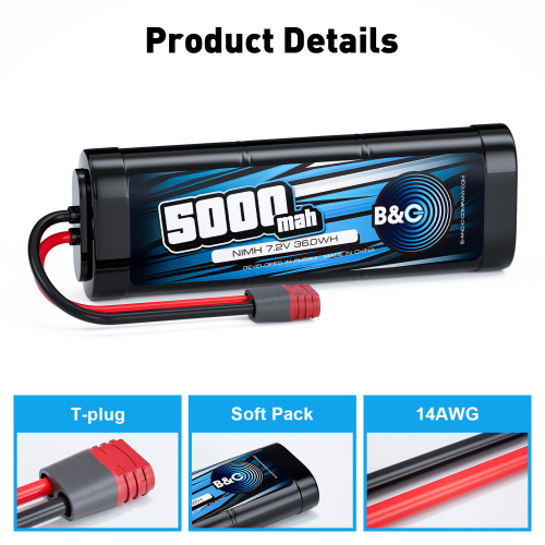 Аккумулятор NiMH B&C 6-Cells 5000 MAH 7.2V , T-plug фото 3