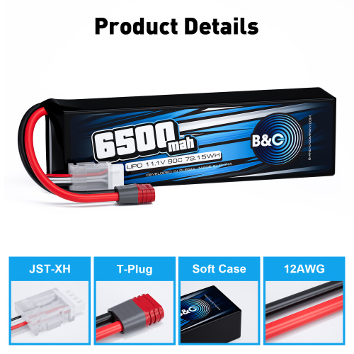 Аккумулятор Li-po B&C 6500 MAH 11.1V (3s) 90C, T-Plug, Soft case фото 3