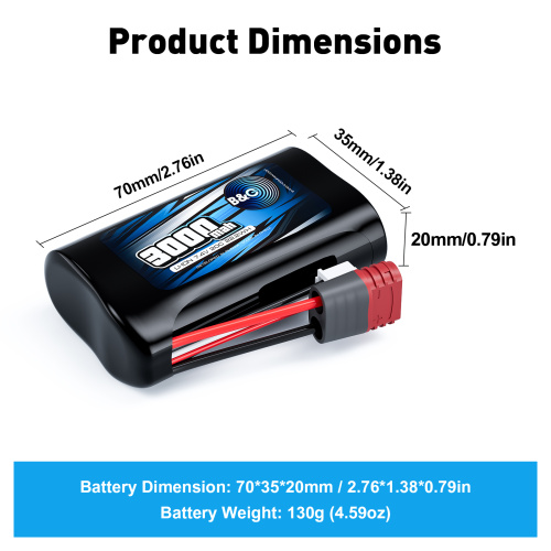 Аккумулятор Li-ion B&C 3000mah 7,4v (2s) 18650, T-plug, Soft case, для Remo Hobby 1/16 (Smax, S-Evor, Rocket, Dingo) фото 2