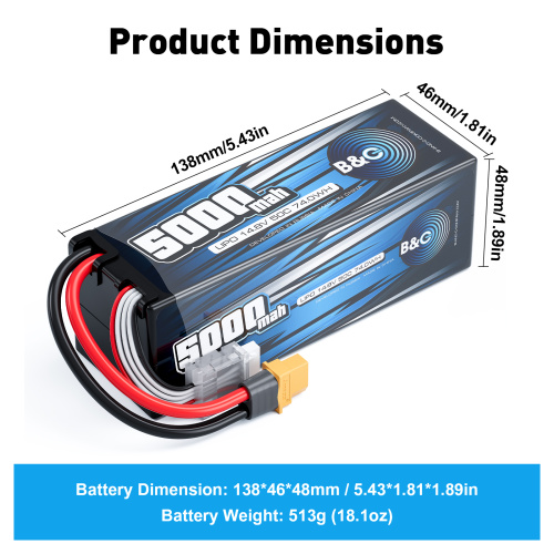 Аккумулятор Li-po B&C 5000 MAH 14.8v (4s) 50C, XT60, Hard case фото 2