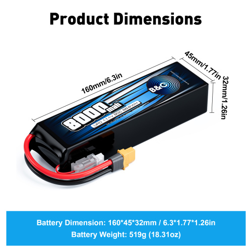 Аккумулятор Li-po B&C 8000 MAH 11.1V (3s) 90C, XT60, Soft case фото 2