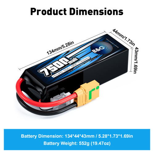Аккумулятор Li-po B&C 7500 MAH 15.2v (4s HV), 120C, XT90S, Softcase фото 2