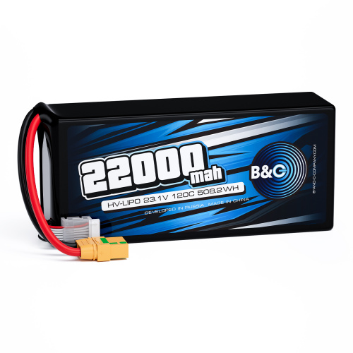 Аккумулятор Li-Po B&C 22000 MAH 23.1V (6sHV) 120C, XT90S, Soft case