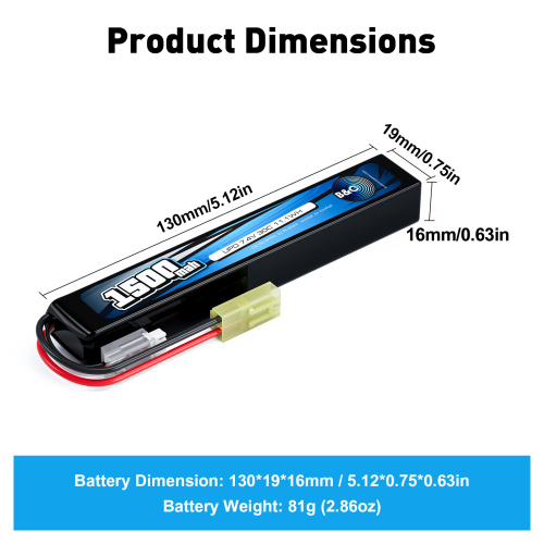 Аккумулятор для страйкбола Li-po B&C 1500 MAH 7.4V (2s) 30C, Mini Tamiya, Soft case фото 2