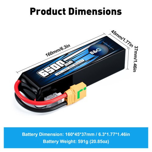 Аккумулятор Li-po B&C 6500 MAH 14.8V (4s) 90C, XT90, Soft case фото 2