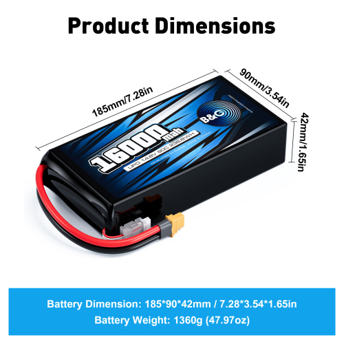 Аккумулятор Li-po B&C 16000 MAH 14.8V (4s) 90C, XT60, Soft case фото 2