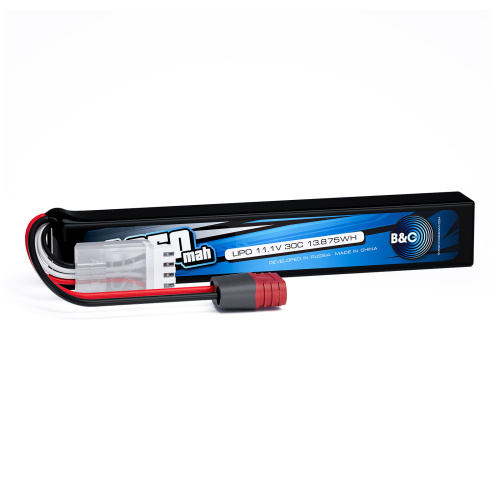 Аккумулятор для страйкбола Li-po B&C 1250 MAH 11.1V (3s) 30C, T-plug, Soft case