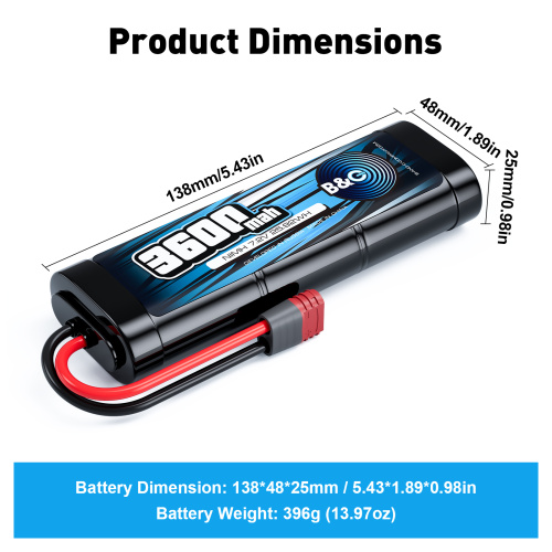 Аккумулятор NiMH B&C 6-Cells 3600 MAH 7.2V , T-plug фото 2