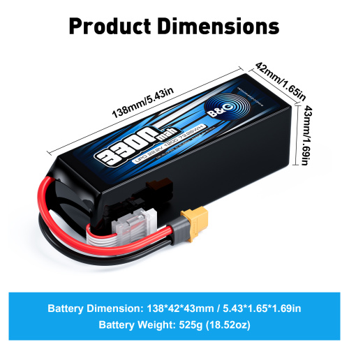 Аккумулятор Li-po B&C 3300 MAH 22.2v (6s) 120C, XT60, Soft case (для FPV дронов) фото 2