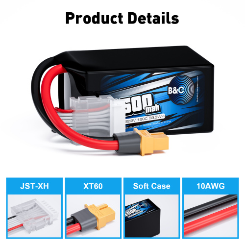 Аккумулятор Li-po B&C 1500 MAH 22.2v (6s) 120C, XT60, Soft case фото 3