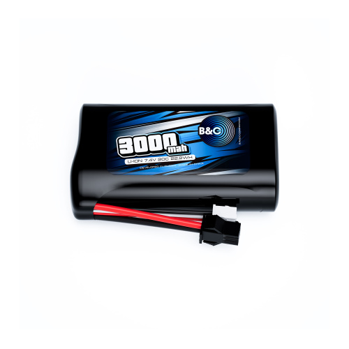 Аккумулятор Li-ion B&C 3000mah Li-ion 7,4 (2s) 18650, 20С,SM-2P, Soft case, для машинок WPL - УРАЛ и ГАЗ 66