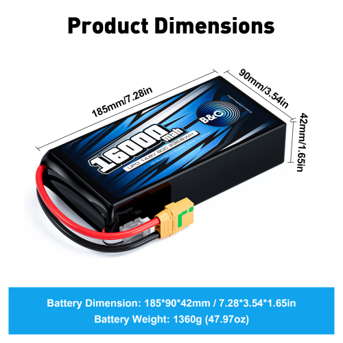 Аккумулятор Li-po B&C 16000 MAH 14.8V (4s) 90C, XT90S, Soft case фото 2