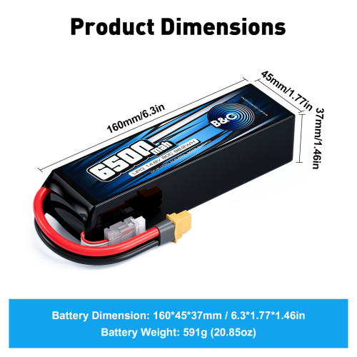Аккумулятор Li-po B&C 6500 MAH 14.8V (4s) 90C, XT60, Soft case фото 2