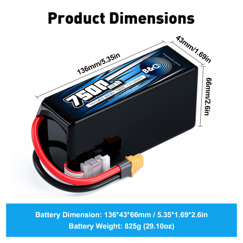 Аккумулятор Lipo B&C 7500 MAH 22.8v (6s HV), 120С, XT60, Softcase фото 2