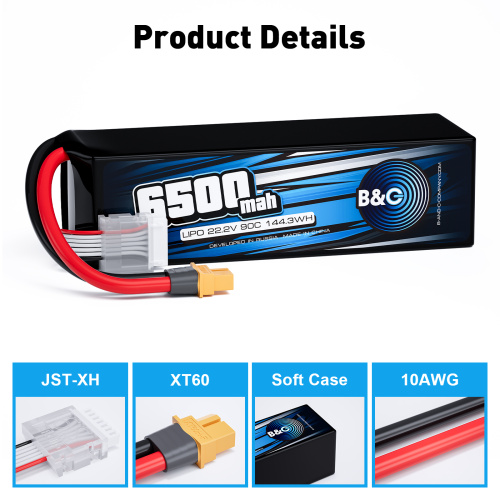 Аккумулятор Li-po B&C 6500 MAH 22.2V (6s) 90C, XT60, Soft case фото 3