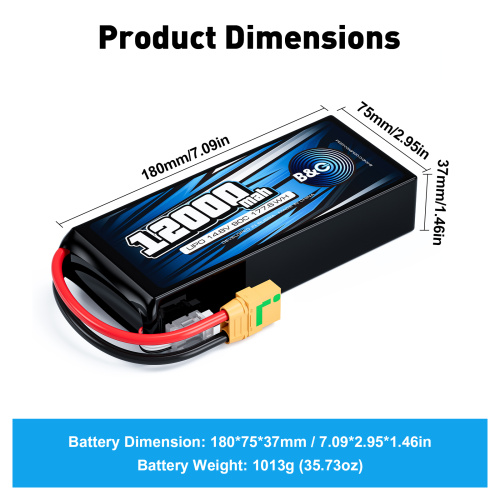 Аккумулятор Li-po B&C 12000 MAH 14.8V (4s) 90C, XT90S, Soft case фото 2