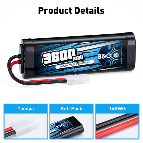 Аккумулятор NiMH B&C 6-Cells 3600 MAH 7.2V , Tamiya фото 3
