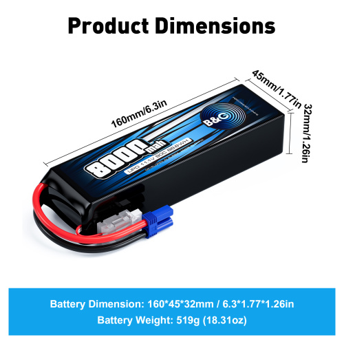 Аккумулятор Li-po B&C 8000 MAH 11.1V (3s) 90C, EC5, Soft case фото 2