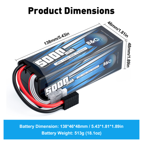 Аккумулятор Li-po B&C 5000 MAH 14.8v (4s) 50C, TRX, Hard case фото 2