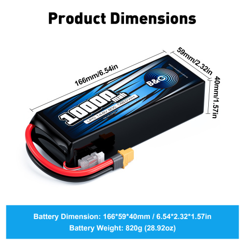 Аккумулятор Li-po B&C 10000 MAH 14.8V (4s) 90C, XT60, Soft case фото 2