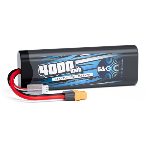 Аккумулятор Li-po B&C 4000 MAH 7.4v (2s) 35C, XT60, Закругленный-Hard case