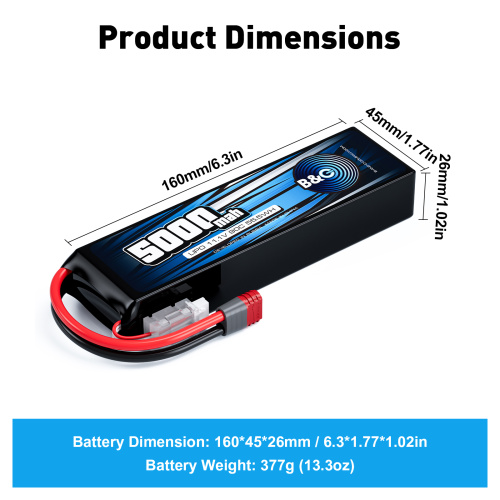 Аккумулятор Li-po B&C 5000 MAH 11.1V (3s) 90C, T-Plug, Soft case фото 2
