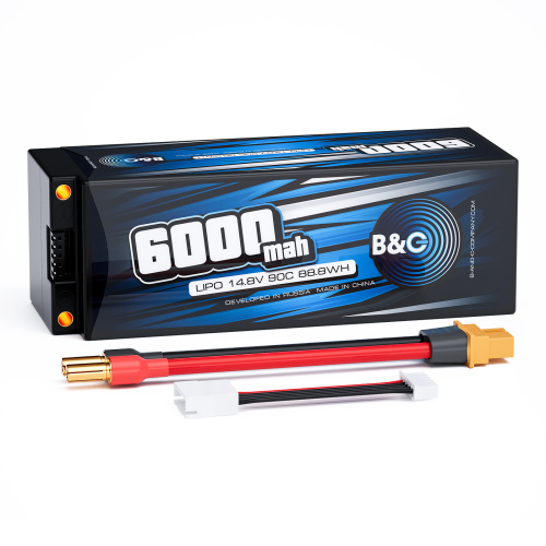 Аккумулятор Li-po B&C 6000 MAH 14.8v (4s) 90C, 5mm + XT60, Hard case