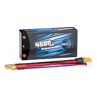 Аккумулятор Li-po B&C 4500 MAH 7.4v (2s) 90С, 4мм + XT60 (Short pack), Hardcase